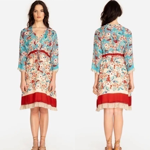 Johnny Was Dresses & Skirts - Johnny Was long sleeves floral adjustable waist tie button front closure dress